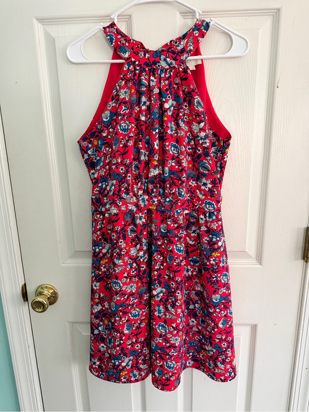 Ann Taylor Loft Red Floral Halter Dress